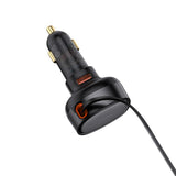 Baseus Enjoyment Pro 55W USB-A Car Charger with Retractable Lightning Cable - Black