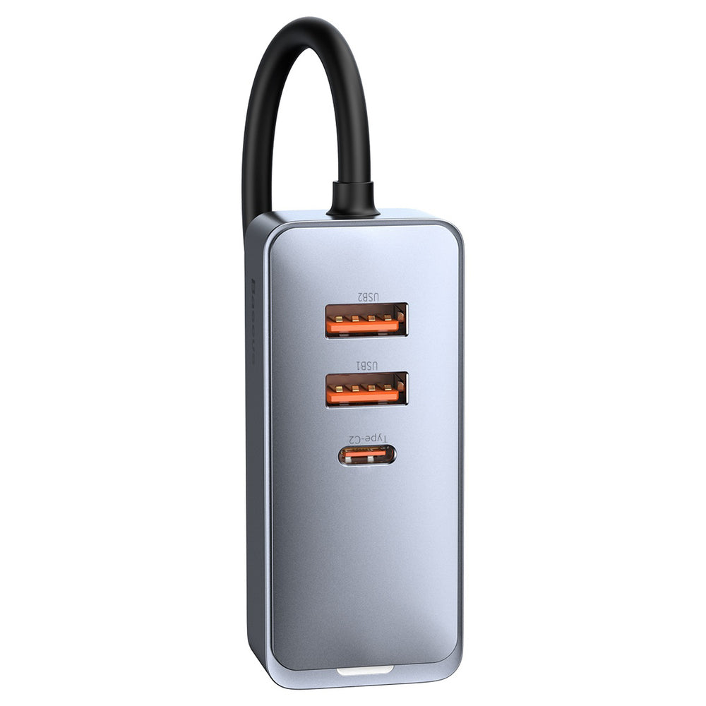 Baseus Share Together PPS Multi-port Fast charge Car Charger with Extension Cord 2U+2C 120W Space Gray
