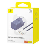 Baseus GaN5 30W USB-C EU Wall Charger with Purple Cable Baseus Dynamic 3 USB-C 100W 1m - Purple