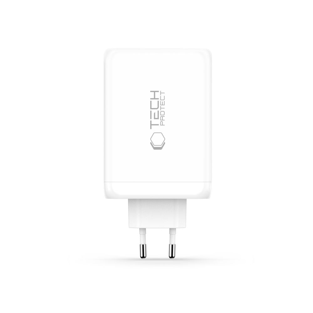 Tech-Protect NC240W-GaN 4-port 240W vægoplader - hvid