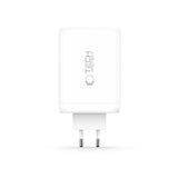 Tech-Protect NC240W-GaN 4-port 240W vægoplader - hvid