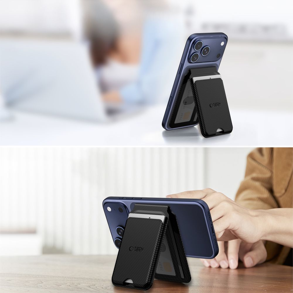 Tech-Protect MagWallet Stand MagSafe Magnetisk Telefon Wallet - sort