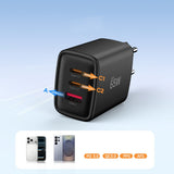 Tech-Protect NCA65W-GAN 3-Port 65W Wall Charger - sort
