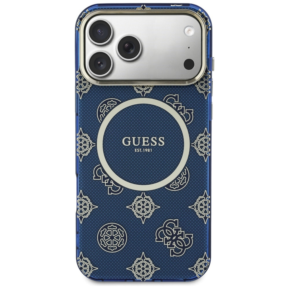 Guess IML Peony Dot MagSafe Case til iPhone 17 Pro Max - Blå