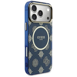 Guess IML Peony Dot MagSafe Case til iPhone 17 Pro Max - Blå