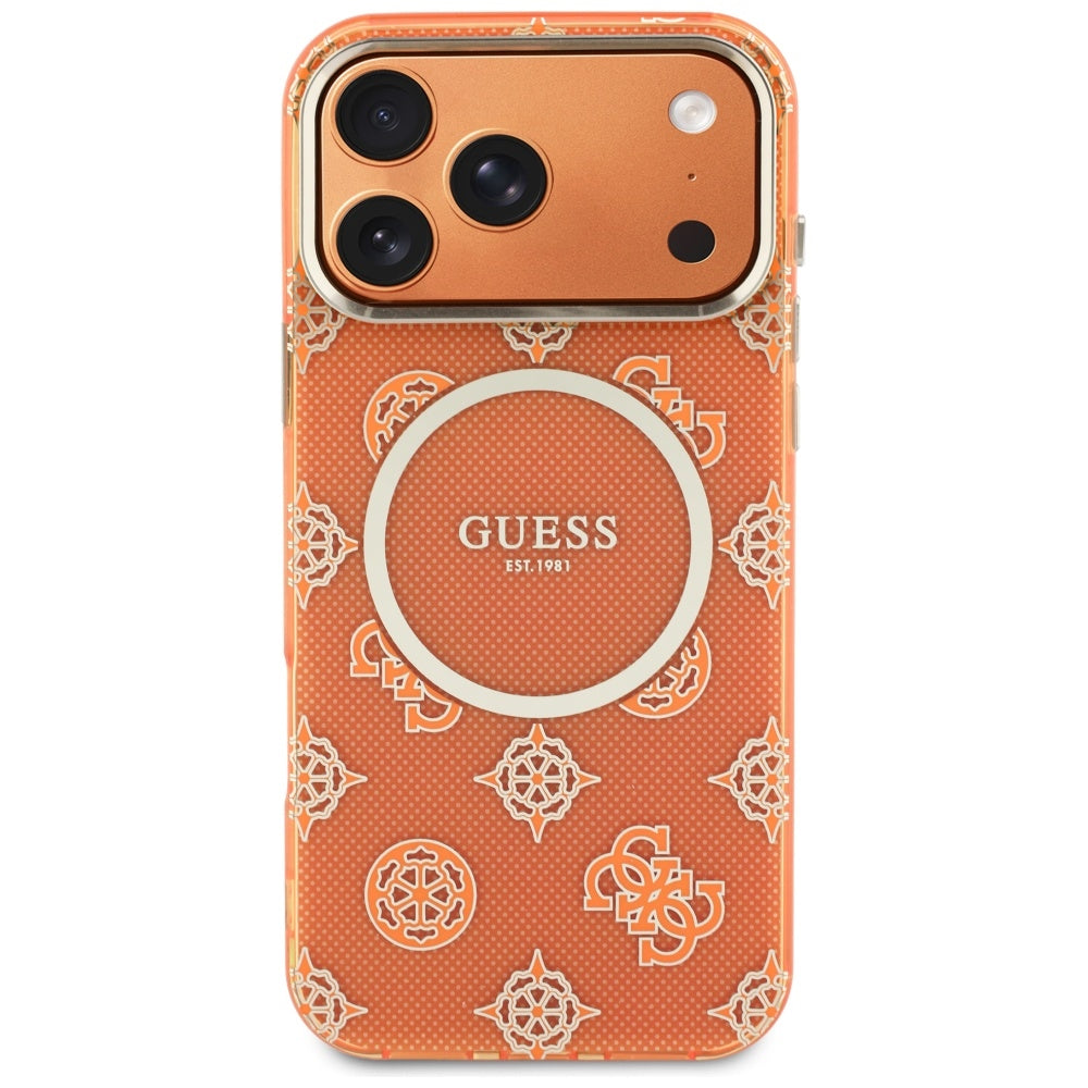 Guess IML Peony Dot MagSafe Case til iPhone 17 Pro Max - Orange