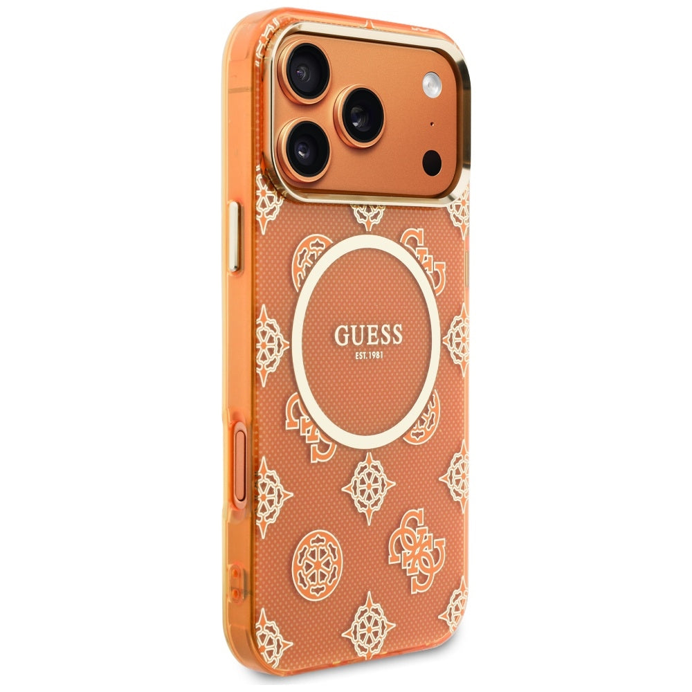 Guess IML Peony Dot MagSafe Case til iPhone 17 Pro Max - Orange