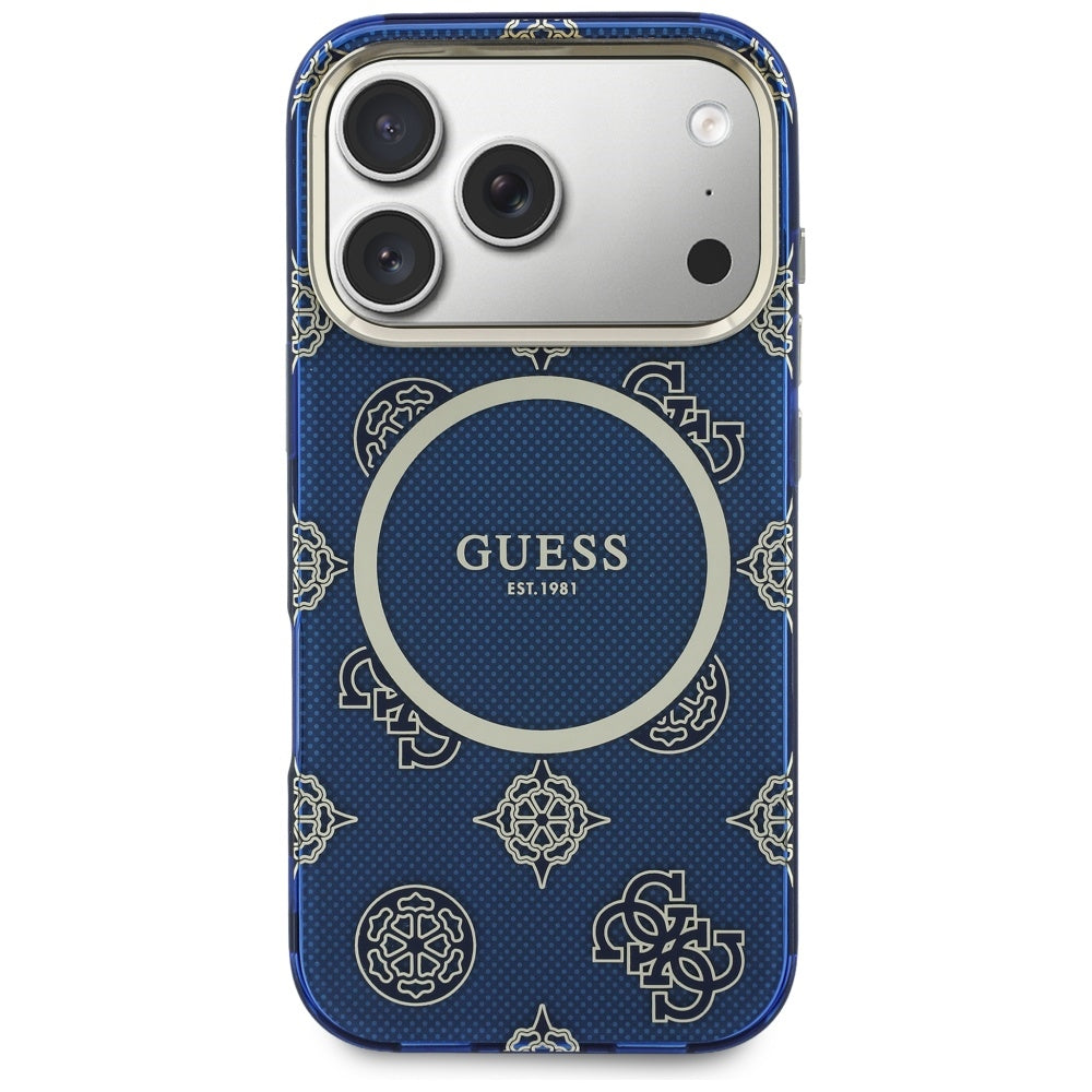 Guess IML Peony Dot MagSafe Case til iPhone 17 Pro - Blå