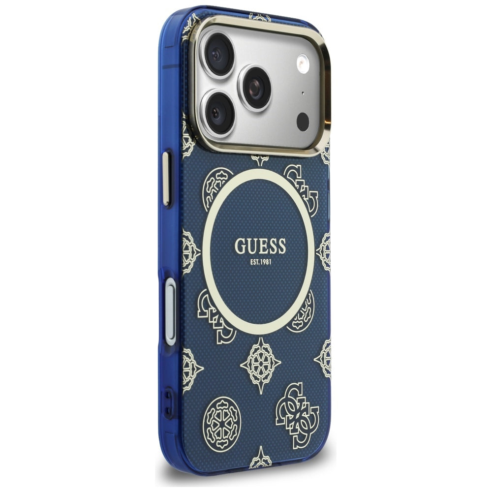 Guess IML Peony Dot MagSafe Case til iPhone 17 Pro - Blå