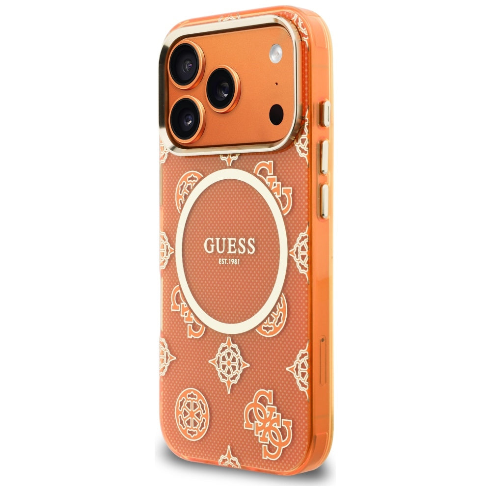 Guess IML Peony Dot MagSafe Case til iPhone 17 Pro - Orange