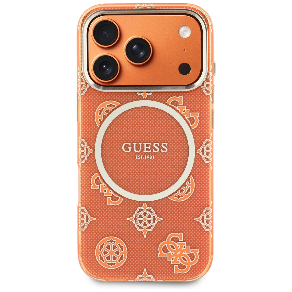 Guess IML Peony Dot MagSafe Case til iPhone 17 Pro - Orange