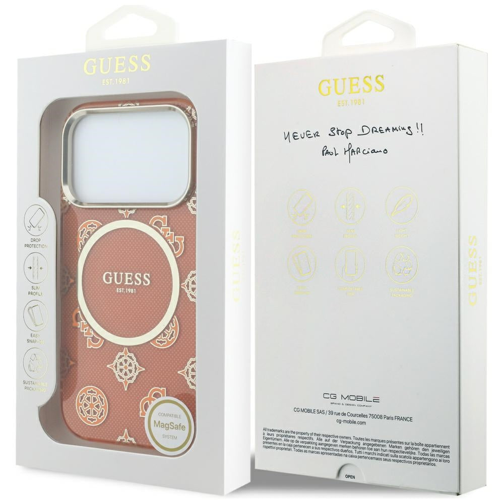 Guess IML Peony Dot MagSafe Case til iPhone 17 Pro - Orange