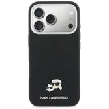 Karl Lagerfeld Karl & Choupette Head Pins Saffiano MagSafe Case til iPhone 17 Pro Max - sort