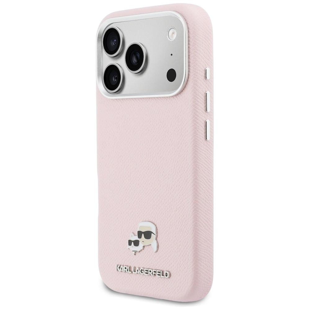 Karl Lagerfeld Karl & Choupette Head Pins Saffiano MagSafe Case til iPhone 17 Pro Max - Pink