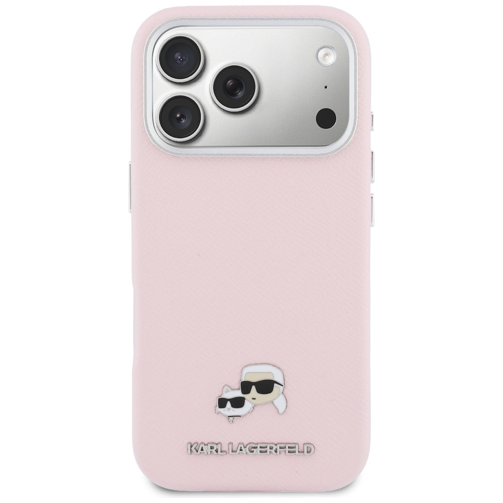 Karl Lagerfeld Karl & Choupette Head Pins Saffiano MagSafe Case til iPhone 17 Pro - Pink