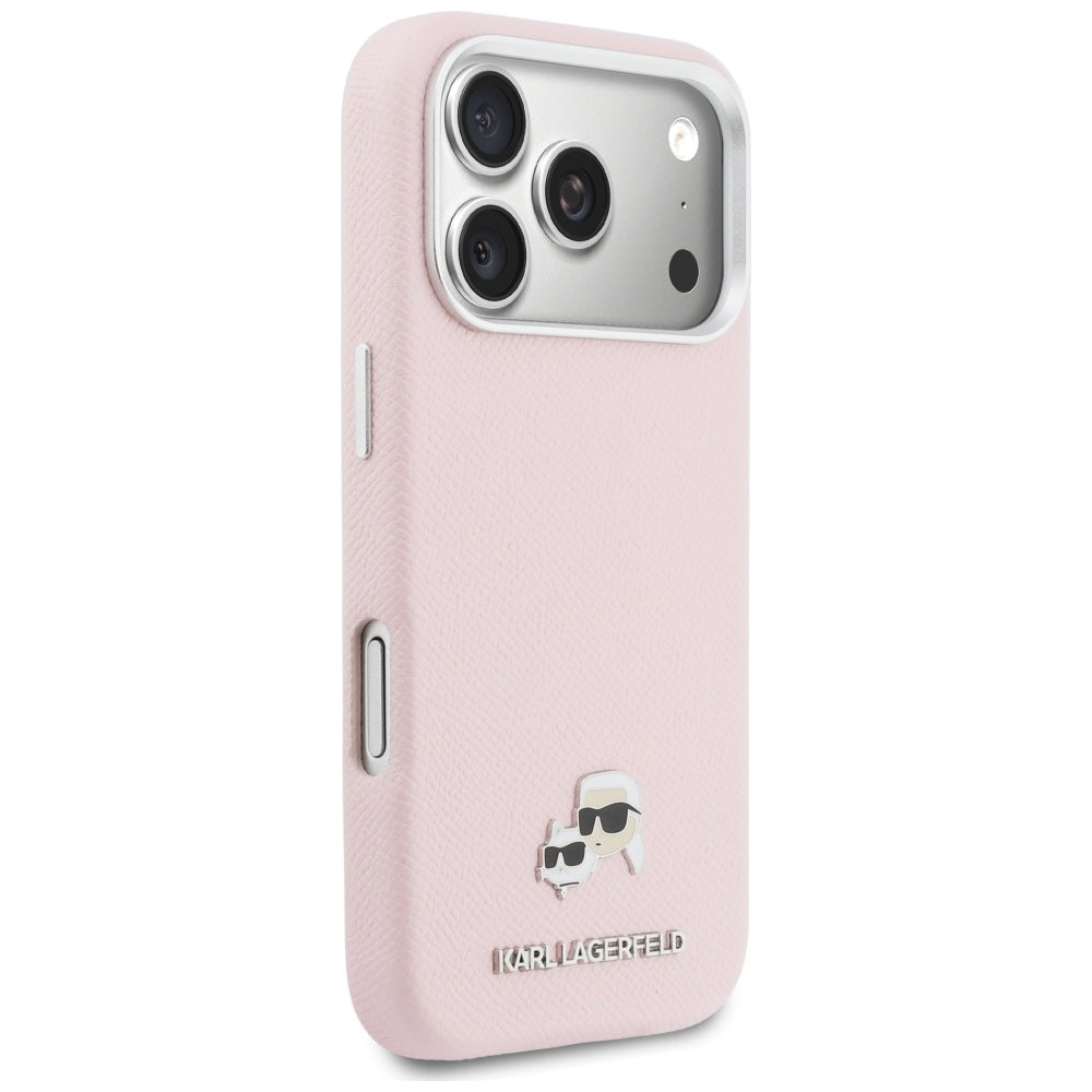 Karl Lagerfeld Karl & Choupette Head Pins Saffiano MagSafe Case til iPhone 17 Pro - Pink