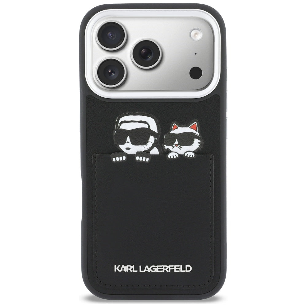 Karl Lagerfeld Karl & Choupette Print & Pocket Case til iPhone 17 Pro Max - sort
