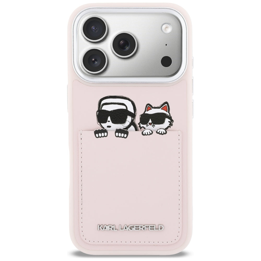 Karl Lagerfeld Karl & Choupette Print & Pocket Case til iPhone 17 Pro Max - Pink