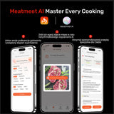 Meatmeet Pro smart kitchen thermometer with Bluetooth/WiFi app, grill, oven, smoker - black