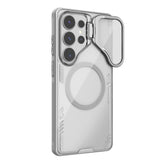 Nillkin Iceblade Prop Magnetic Case med kameraomslag og stativ Kompatibel med MagSafe til Samsung Galaxy S26 Ultra - Transparent Gray