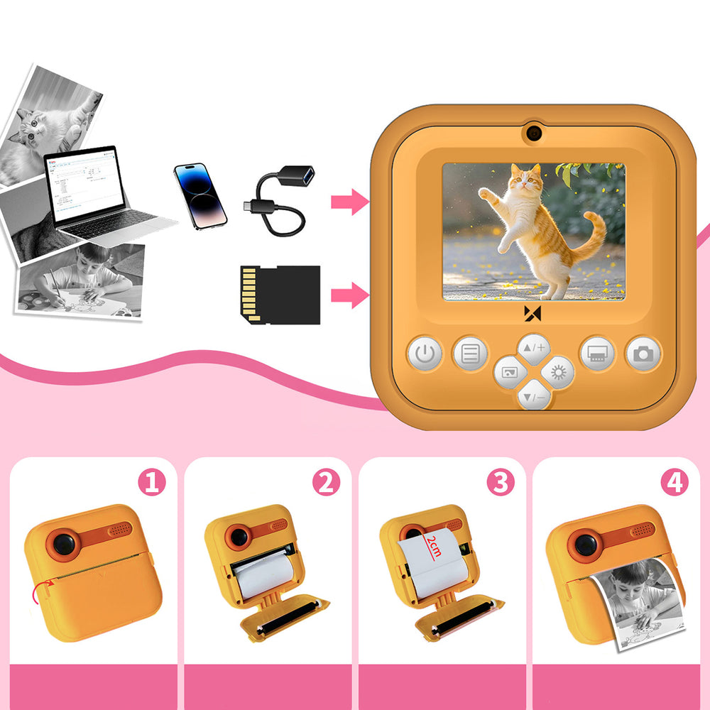 Wozinsky WDT-05 thermal printer camera, for children, print - orange