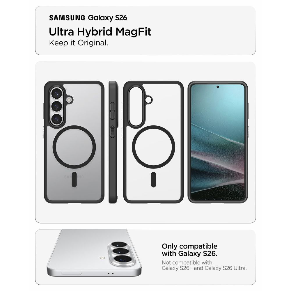 Spigen Ultra Hybrid Mag MagSafe Case til Samsung Galaxy S26 - Clear Black