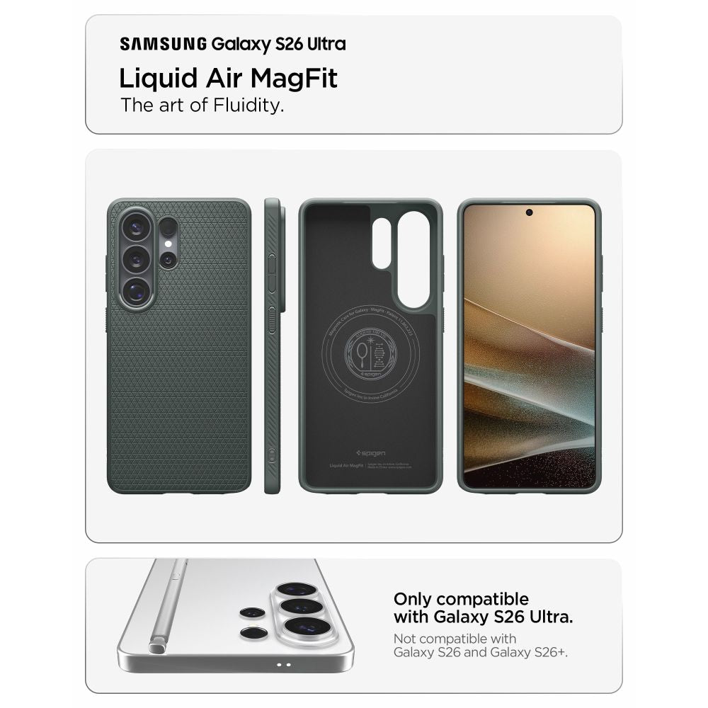 Spigen Liquid Air Mag MagSafe Case til Samsung Galaxy S26 Ultra - Grøn