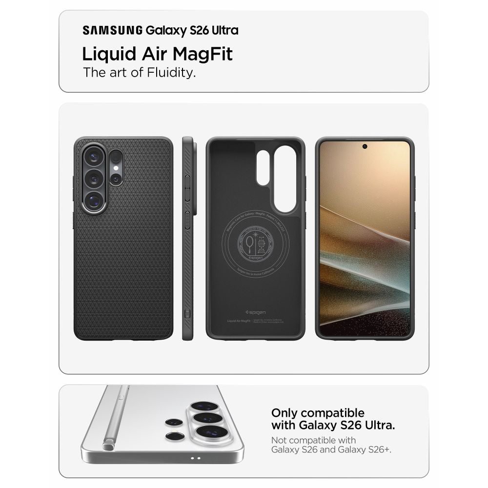 Spigen Liquid Air Mag MagSafe Case til Samsung Galaxy S26 Ultra - sort