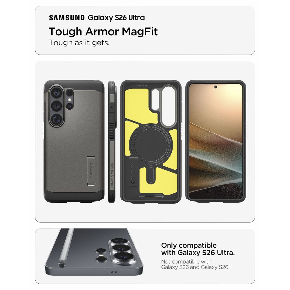 Spigen Tough Armor Mag MagSafe Case til Samsung Galaxy S26 Ultra - Grå