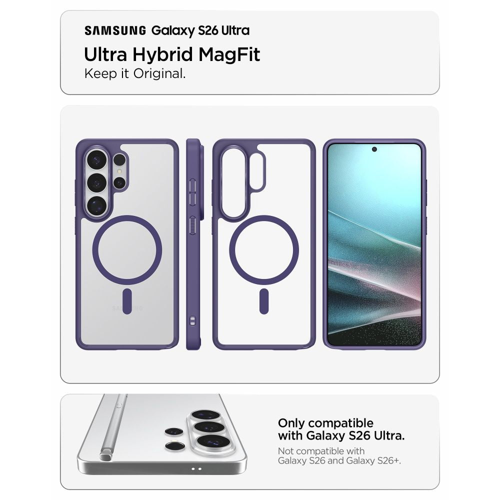 Spigen Ultra Hybrid Mag MagSafe Case til Samsung Galaxy S26 Ultra - Clear Navy Blue