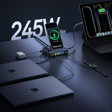 Baseus Nomos NH21 6-in-1 245W Wireless Charging Station with Two Retractable USB-C Cables - Black
