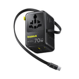 Baseus EnerCore CG11 70W 6-in-1 Travel Adapter with Retractable USB-C Cable - Black