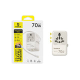 Baseus EnerCore CG11 70W 6-in-1 Travel Adapter with Retractable USB-C Cable - White