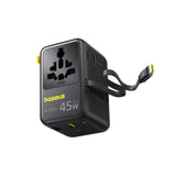 Baseus PicoGo AG11 45W 6-in-1 Travel Adapter with Retractable USB-C Cable - Black