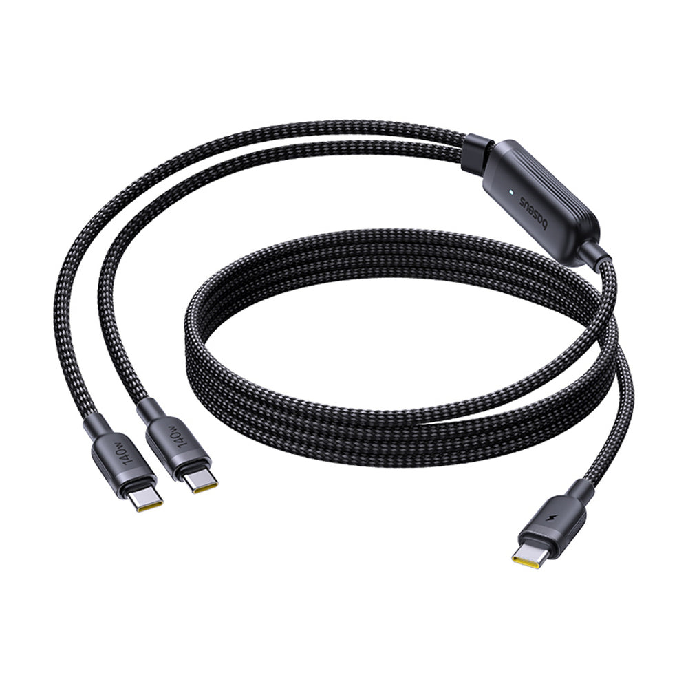 Baseus Flash 4 140W 2in1 USB-C to USB-C + USB-C Cable 1.5 m - Black