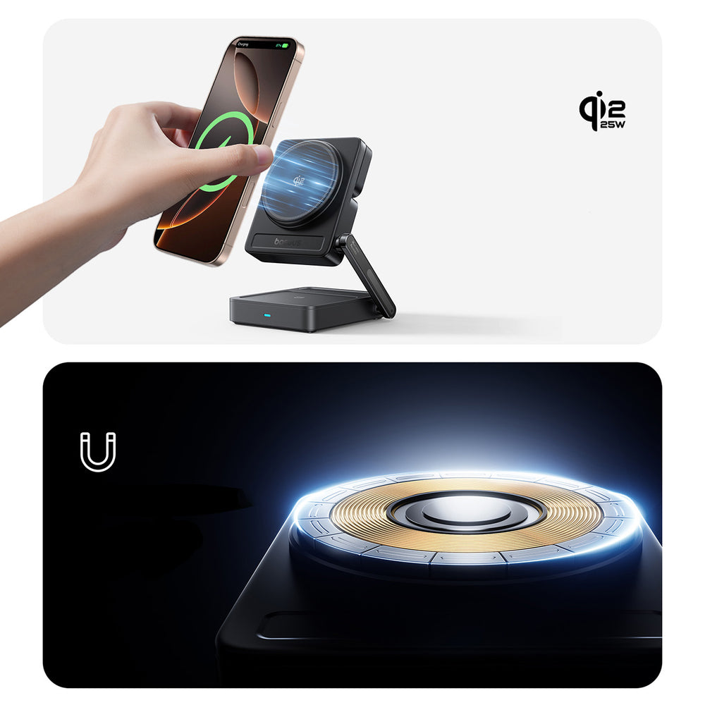 Baseus PicoGo AF21 3-in-1 Qi2.2 35W Wireless Charger with 1m USB-C Cable - Black