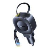 Baseus PrimeTrip VR2 30W + 30W Car Charger with Retractable USB-C Cable - Black