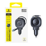 Baseus PrimeTrip VR2 30W + 30W Car Charger with Retractable USB-C Cable - Black