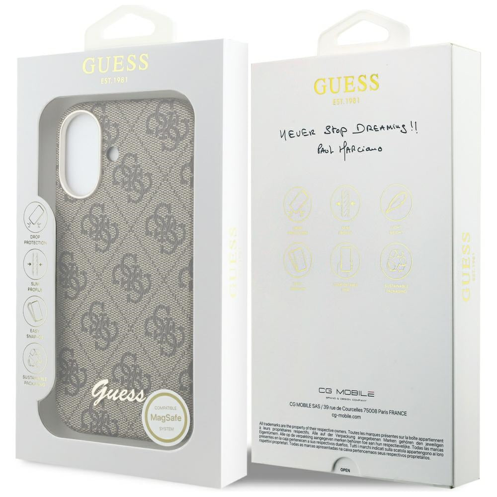 Guess 4G Script MagSafe Case til iPhone 17 - Brunt