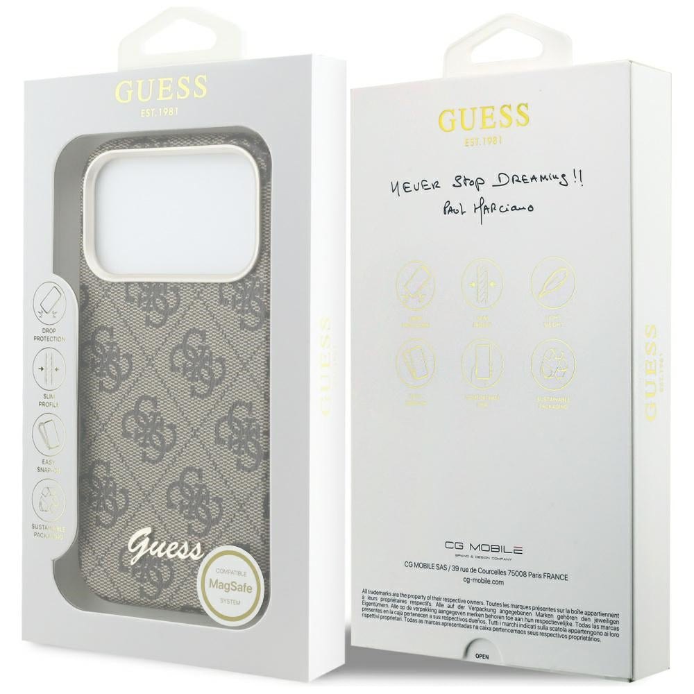 Guess 4G Script MagSafe Case til iPhone 17 Pro Max - Brunt