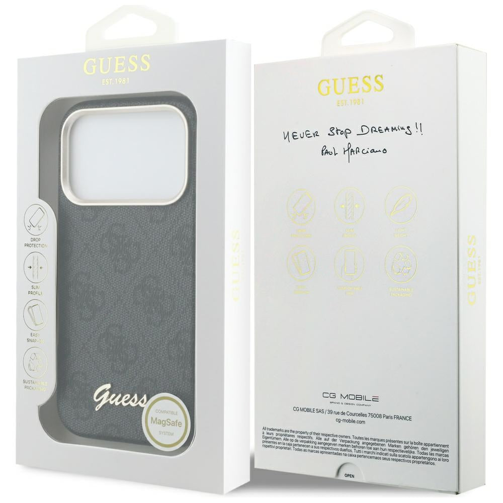 Guess 4G Script MagSafe-hylster til iPhone 17 Pro Max - sort