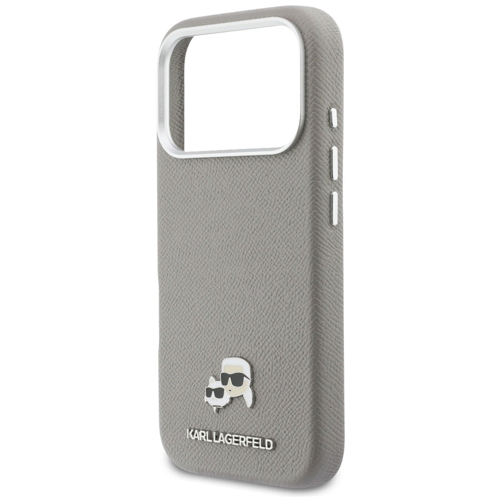 Karl Lagerfeld Karl & Choupette Head Pins Saffiano MagSafe Case til iPhone 17 Pro Max - Grå
