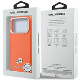 Karl Lagerfeld Karl & Choupette Head Pins Saffiano MagSafe Case til iPhone 17 Pro - Orange