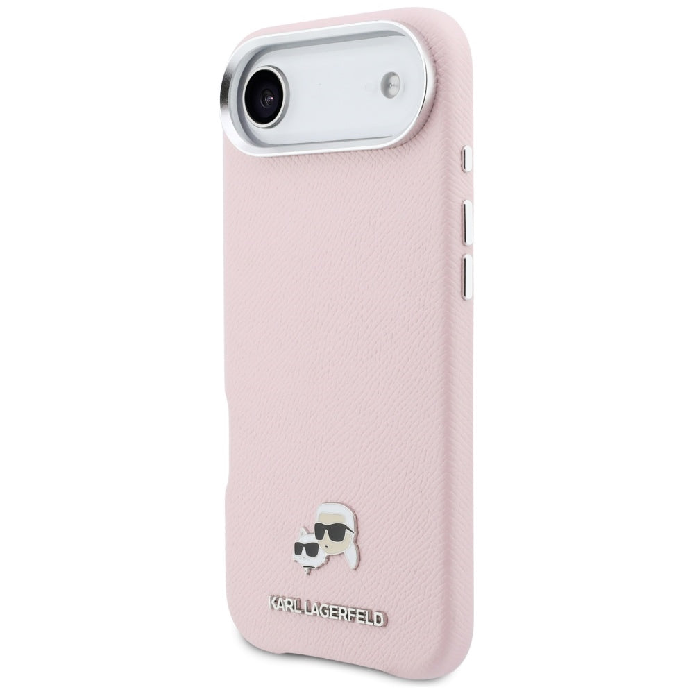 Karl Lagerfeld Karl & Choupette Head Pins Saffiano MagSafe iPhone Air Case - Pink