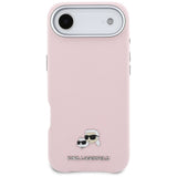 Karl Lagerfeld Karl & Choupette Head Pins Saffiano MagSafe iPhone Air Case - Pink