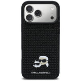 Karl Lagerfeld Rhinestones Karl&Choupette Pin Case til iPhone 17 Pro Max - sort