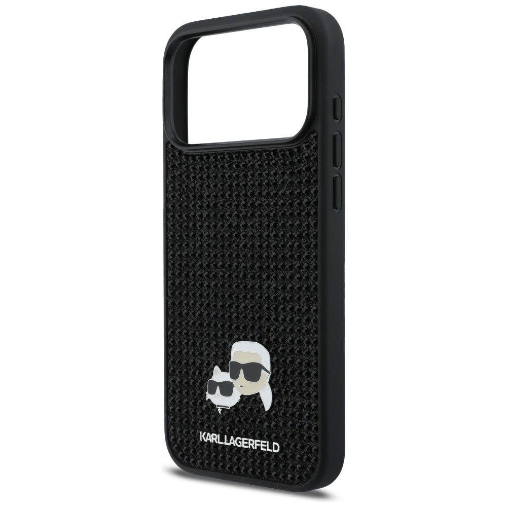Karl Lagerfeld Rhinestones Karl&Choupette Pin Case til iPhone 17 Pro Max - sort