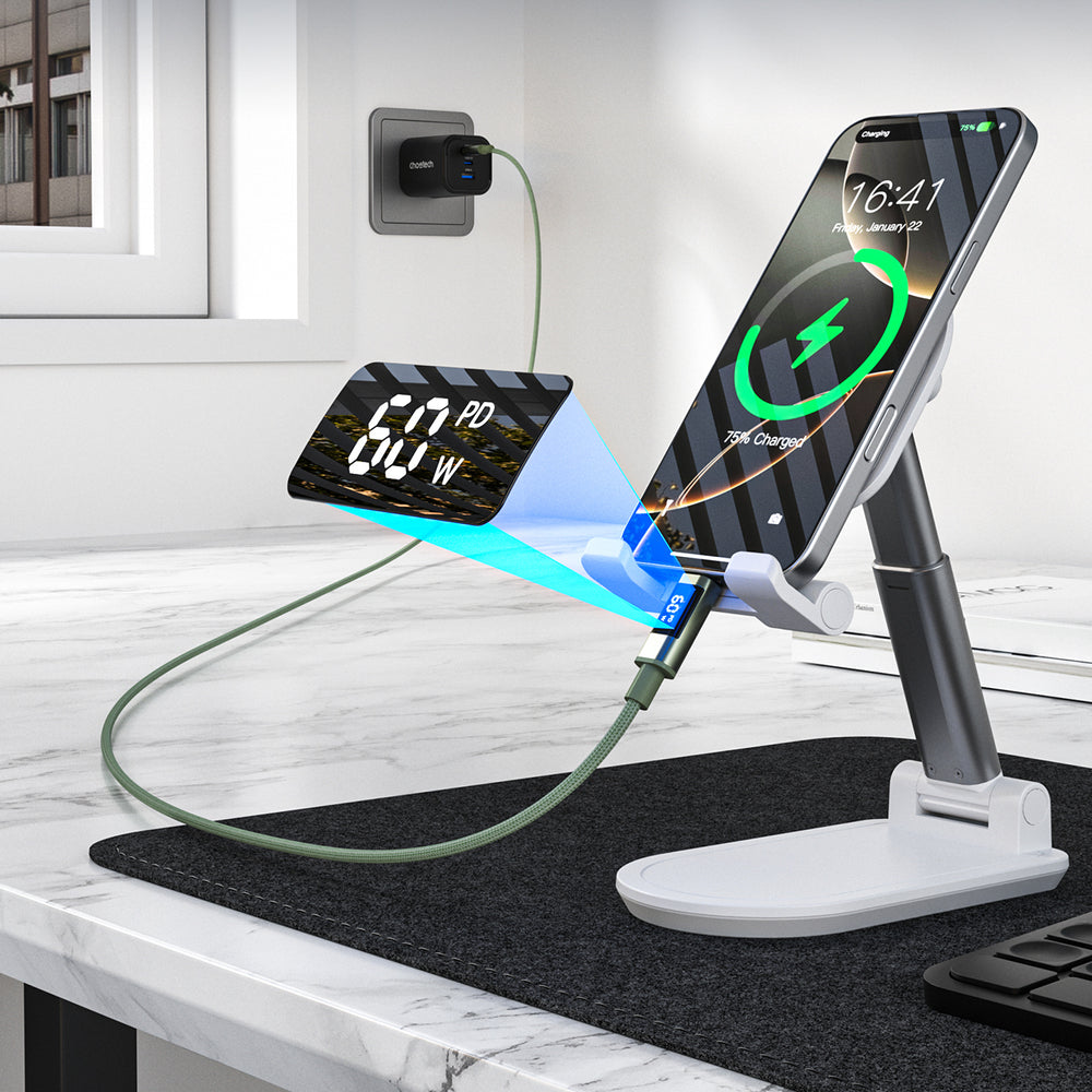 Choetech XCC-1068 PD 60W USB-C - USB-C Cable with Display 1.2 m - Green
