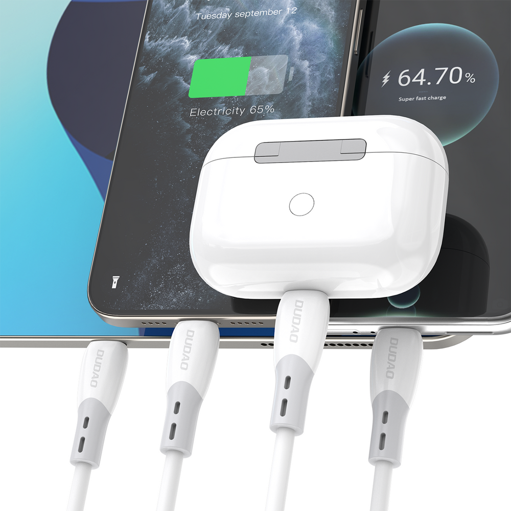 Dudao L25SC 60W USB-C - USB-C-kabel med blød silikone fløj 2m - hvid