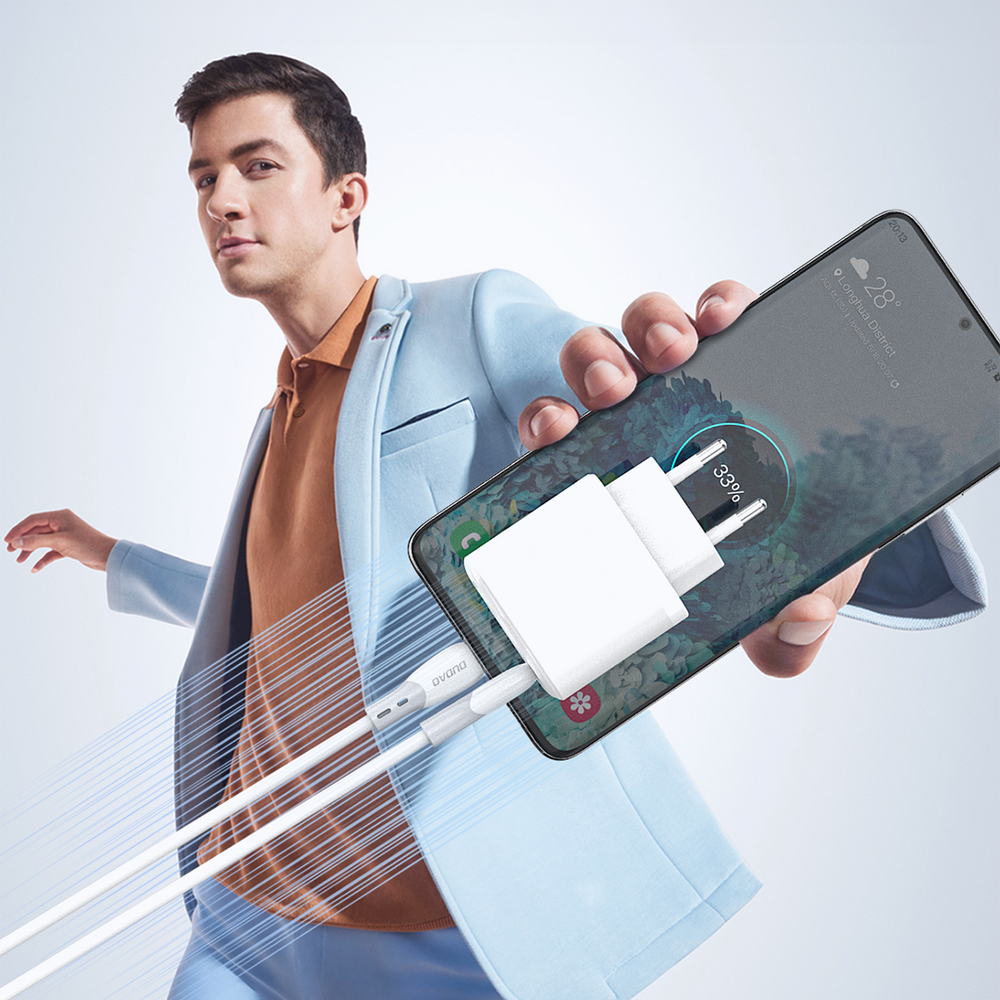 Dudao L25SC 60W USB-C - USB-C-kabel med blød silikone fløj 2m - hvid
